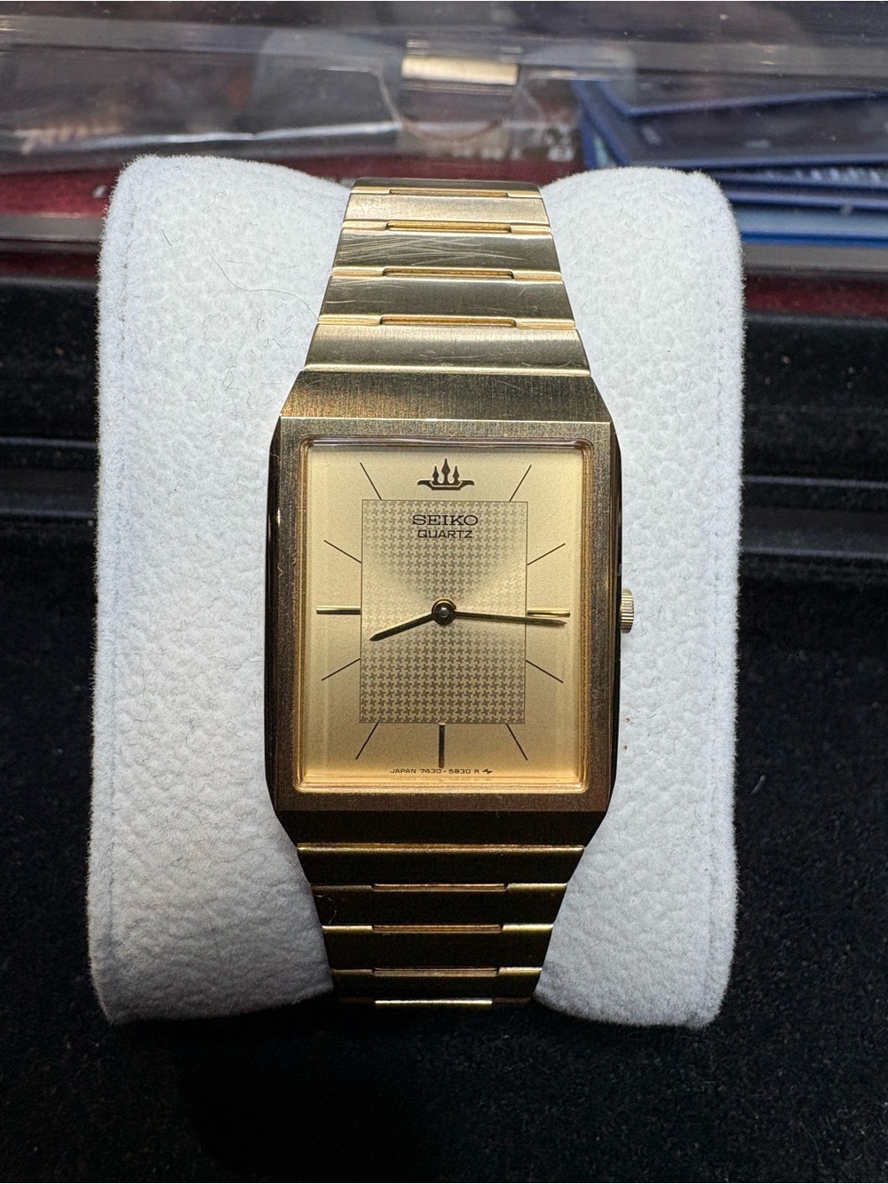 Vintage Seiko Credor Tank Watch 1980s 25mm Quartz Gold WORKS RUNS ENGRAVED